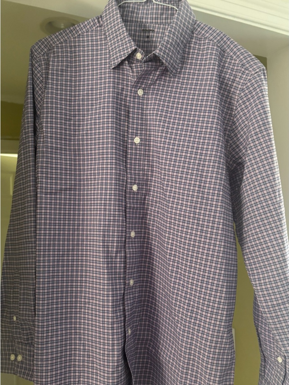 Sonoma Men's Purple and White Check Button-Down Shirt